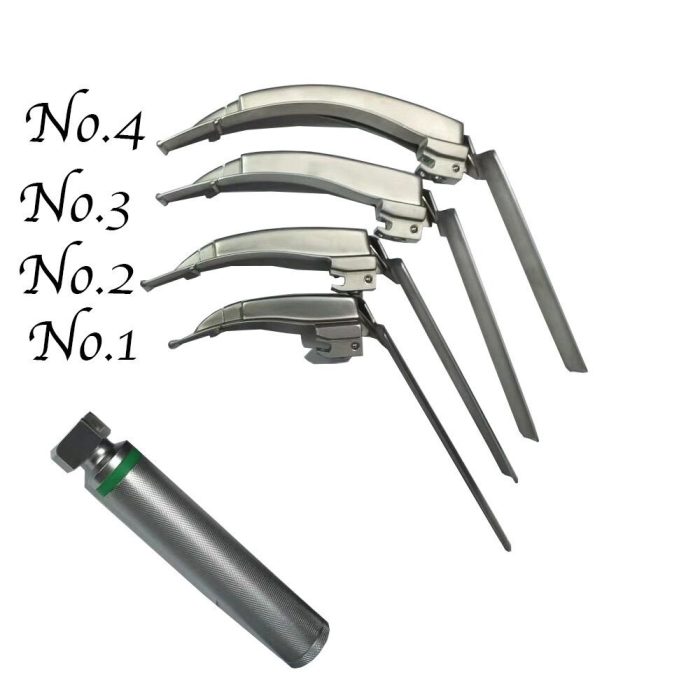 Mega McCoy flexi Tip Integrated conventional articulated Laryngoscopes Fiber with 4 blades - Image 1